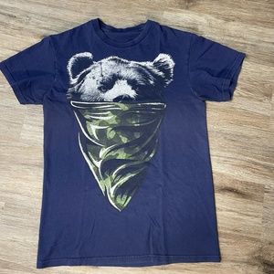 Blue Graphic Tee, Grizzly Bandit Design, US Mens S